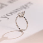Solid Gold Marquise Cut Moissanite Engagement Ring, Promise Ring