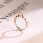 Solid Gold Pear Cut Moissanite Engagement Ring, Half Pave Proposal Ring