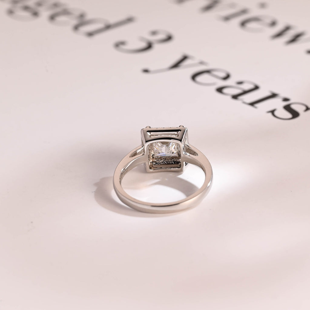 Solid Gold Princess Cut Moissanite Engagement Ring, Promise Ring