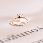 Solid Gold Moissanite Engagement Ring, Twisted Rope Band