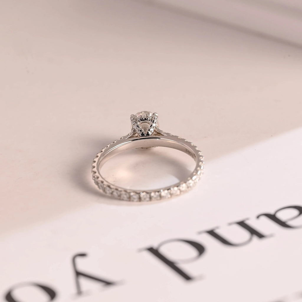 Solid Gold Oval Cut Moissanite Engagement Ring, Proposal Ring
