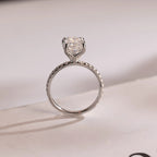 Solid Gold Crushed Ice Elongated Oval Moissanite Engagement Ring