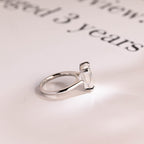 Solid Gold Double Claws Emerald Cut Moissanite Engagement Ring, Anniversary Gift