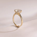 Solid Gold Round Cut Moissanite Engagement Ring, Anniversary Gift for Her