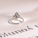 Solid Gold Pear Moissanite Engagement Ring with Accent Stone, Tear Drop Ring