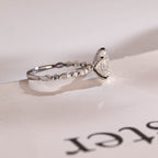 Solid Gold Pear Cut Moissanite Engagement Ring, Promise Ring