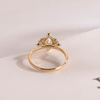 Solid Gold Marquise Moissanite Engagement Ring with Accent Stones