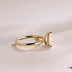 Solid Gold Pear Moissanite Engagement Ring, Hidden Halo Promise Ring