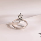 Solid Gold Marquise Cut Moissanite Engagement Ring with Hidden Halo