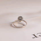 Solid Gold Sunflower Round Moissanite Engagement Ring, Half Eternity Promise Ring