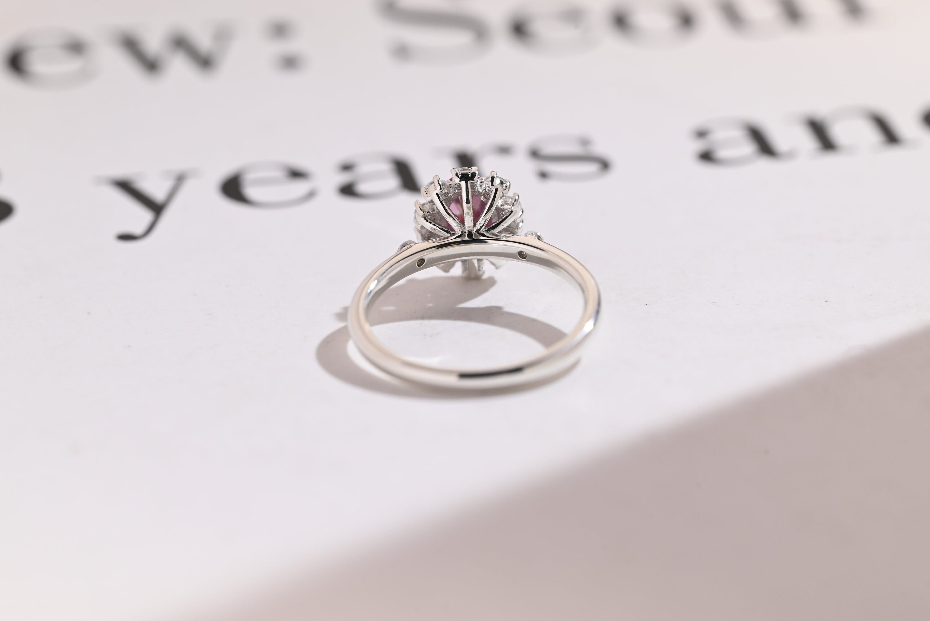 Solid Gold Oval Cut Moissanite Purple Sapphire Engagement Ring