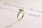 Solid Gold Pear Moissanite Engagement Ring, Half Eternity & Halo Promise/Proposal Ring