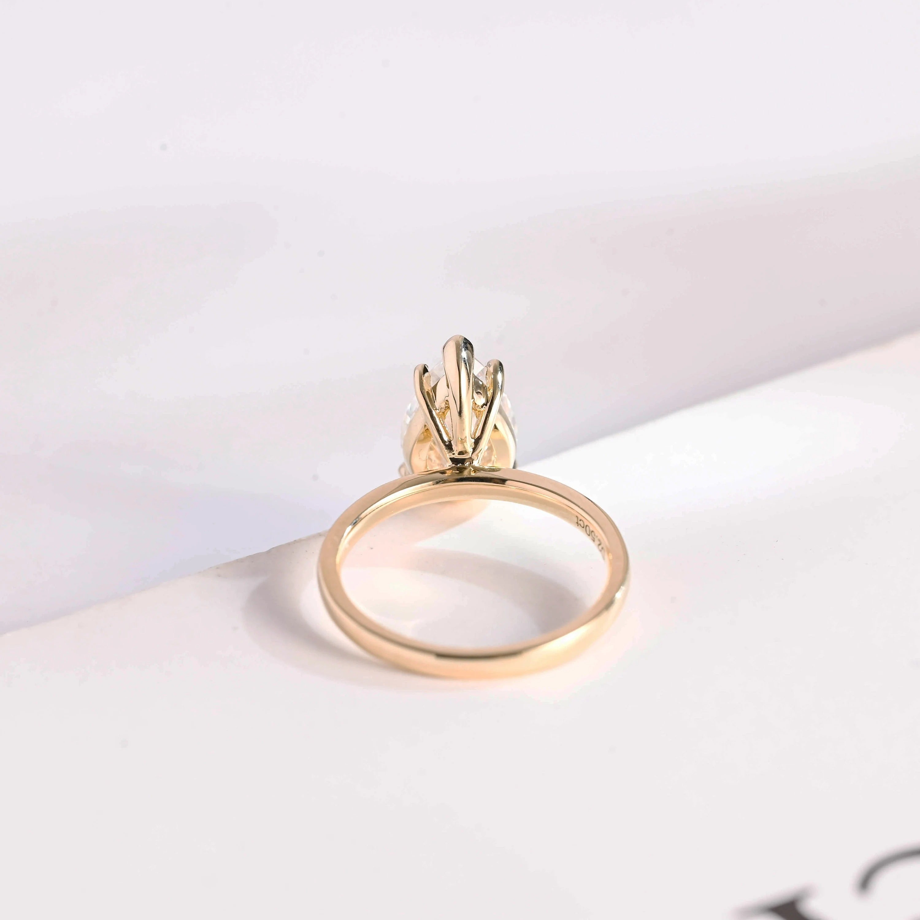 Solid Gold Minimalist Pear Moissanite Engagement Ring