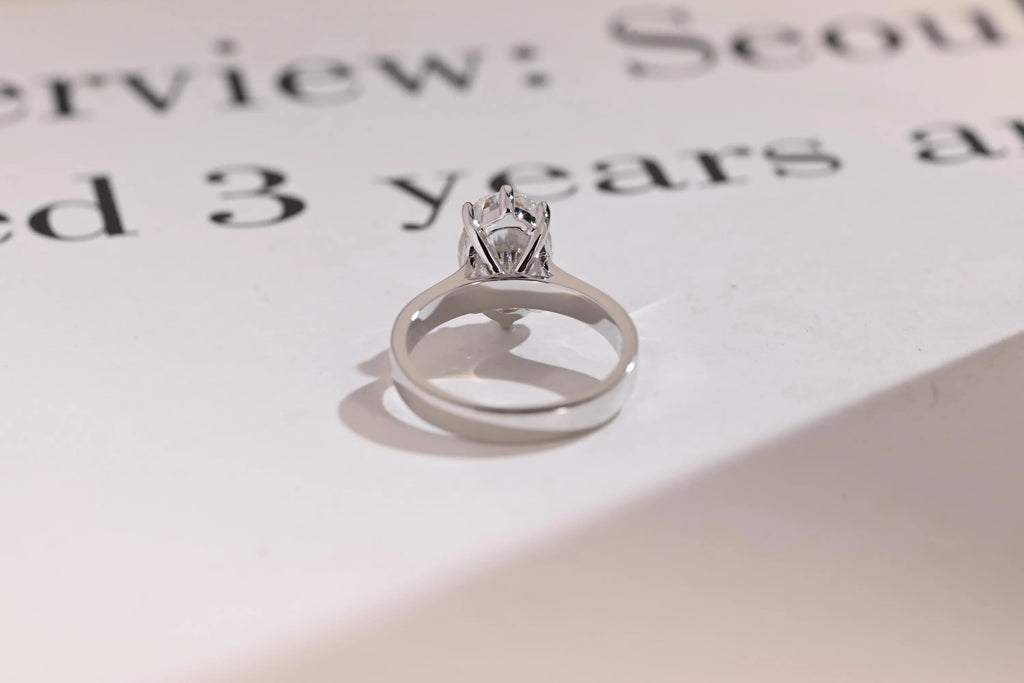 Solid Gold 3mm Band Oval Moissanite Engagement Ring, Promise Ring