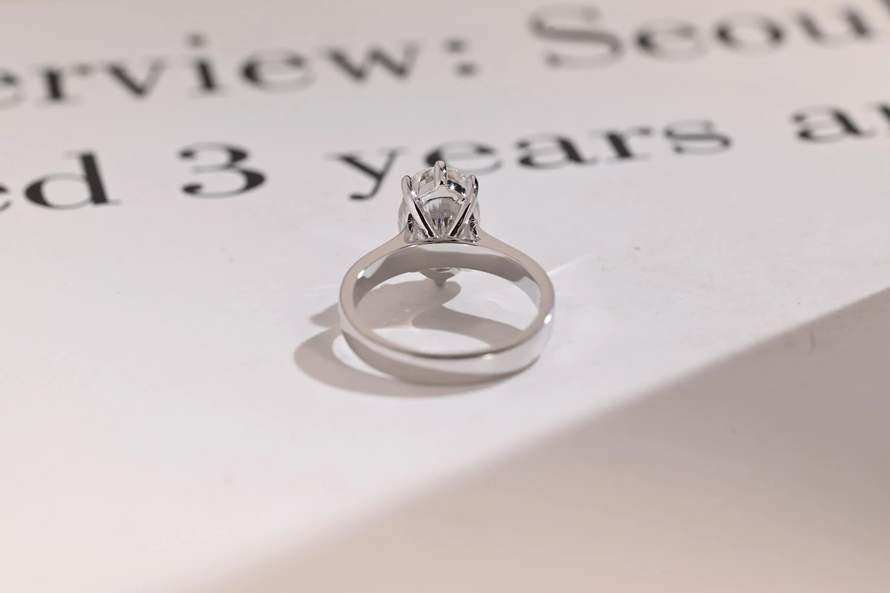 Solid Gold 3mm Band Oval Moissanite Engagement Ring, Promise Ring