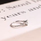 Solid Gold Round Moissanite Engagement Ring, Half Eternity Promise Ring