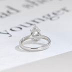 Solid Gold Pear Moissanite Engagement Ring with Hidden Halo