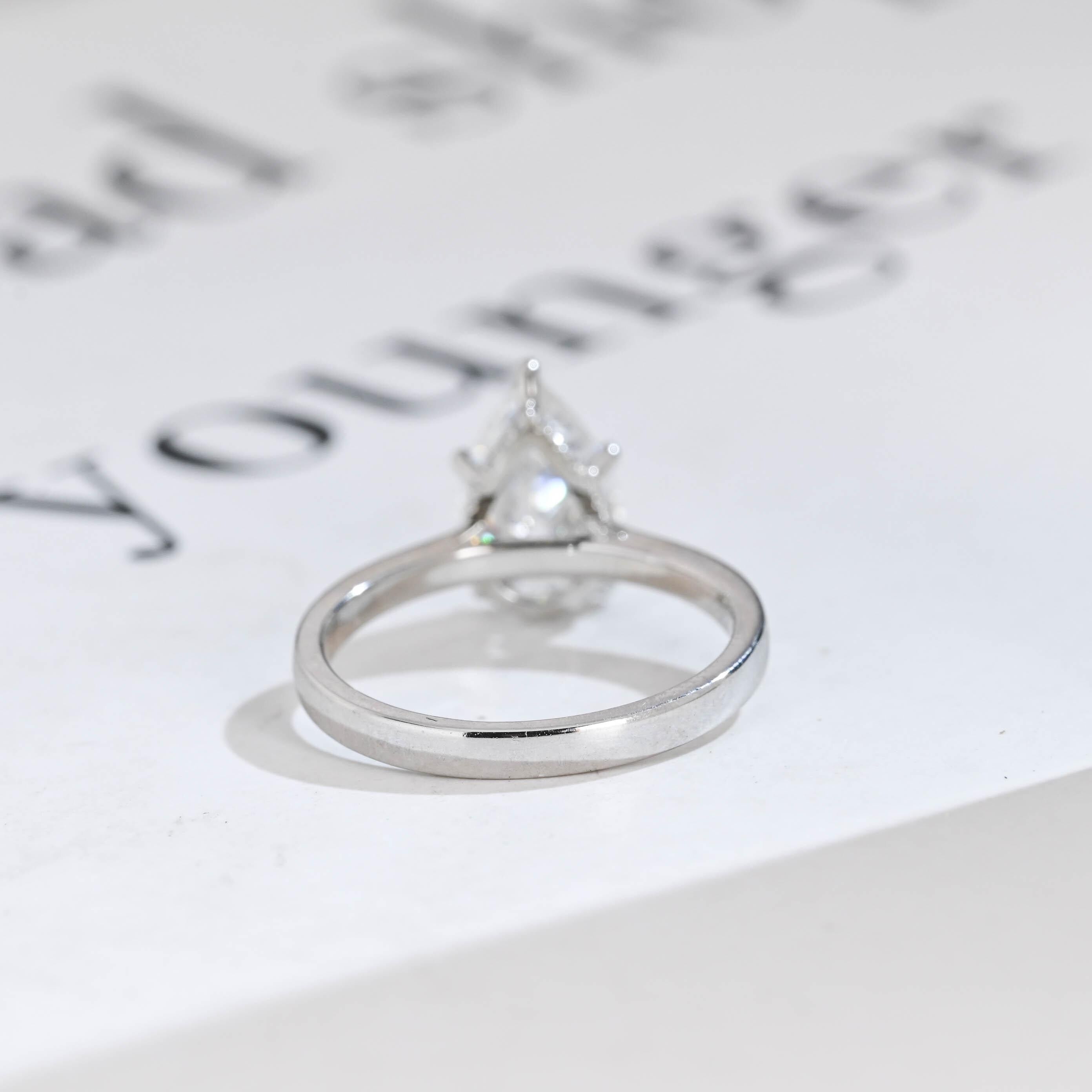Solid Gold Pear Moissanite Engagement Ring with Hidden Halo
