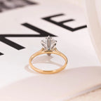 Solid Gold Oval Moissanite Engagement Ring, Six Prongs Promise Ring