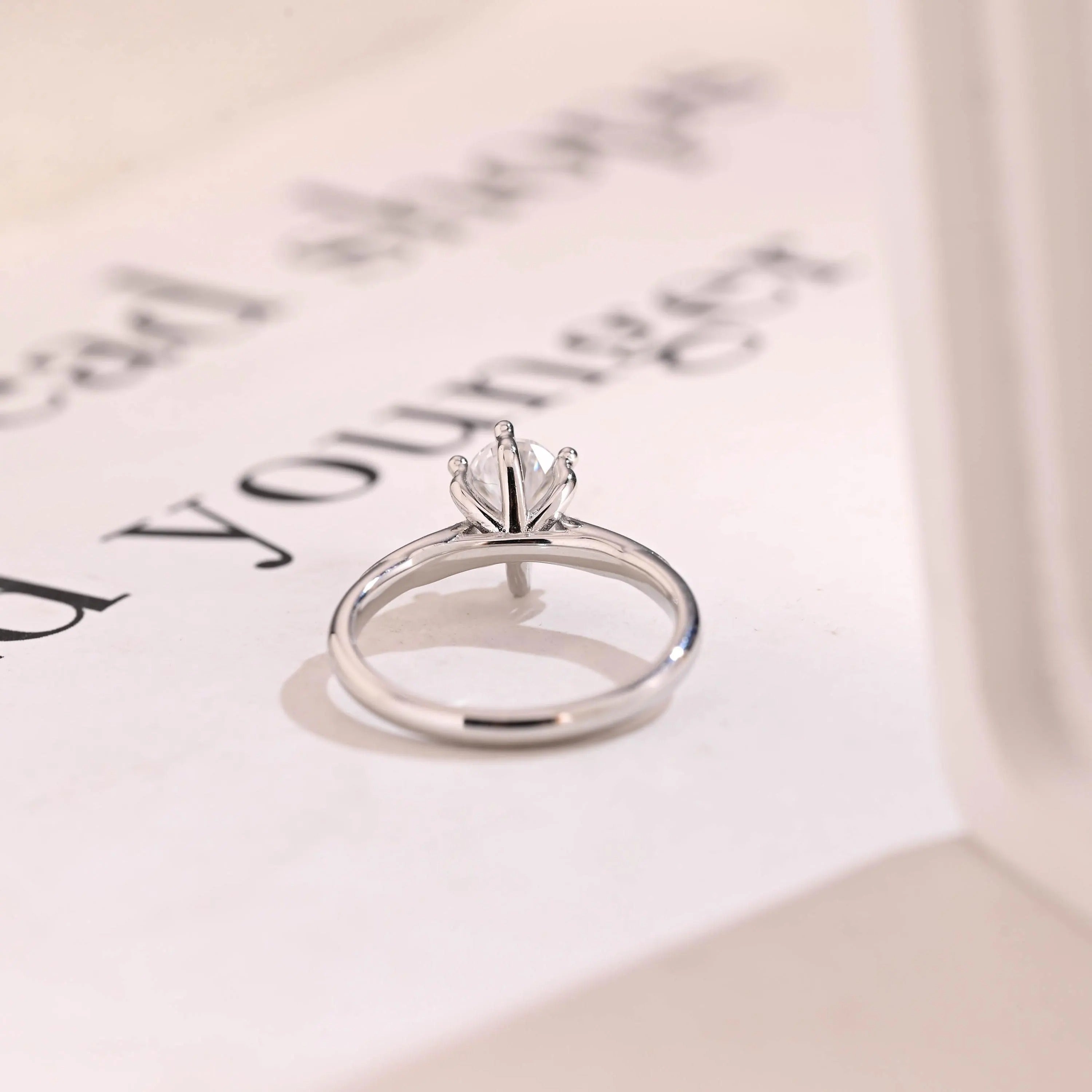 Solid Gold Oval Moissanite Engagement Ring, Half Eternity Promise Ring