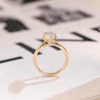 Solid Gold Tulip Floral Ring, Marquise Moissanite Engagement Ring, Cathedral Ring