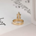 Solid Gold 3.5mm Wide Band Marquise Moissanite Engagement Ring