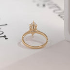 Solid Gold Marquise Marquise Moissanite Ring, Cathedral Half Eternity Ring