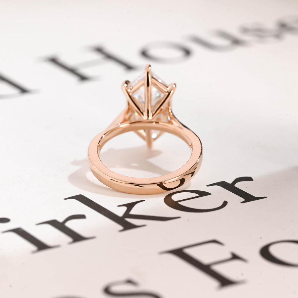 Solid Gold Dutch Marquise Moissanite Ring, Timeless Engagement Ring