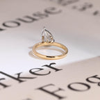 Solid Gold Two Tone Pear Cut Moissanite Engagement Ring, Unique Anniversary Ring