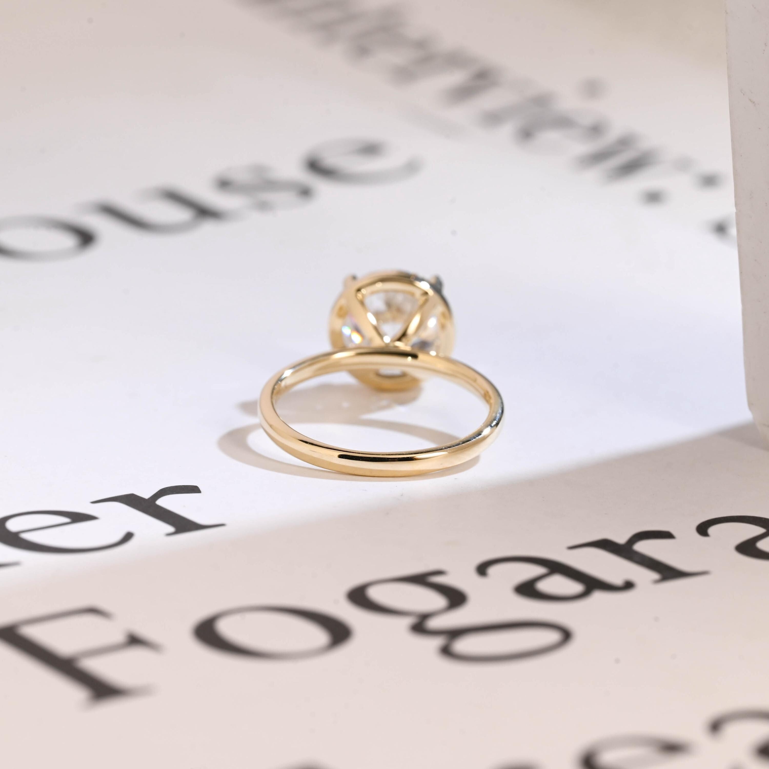 Old Mine Round Cut Moissanite Engagement Ring, Solid Gold Proposal Ring