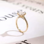 Solid Gold Princess Cut Moissanite Engagement Ring, Promise Ring