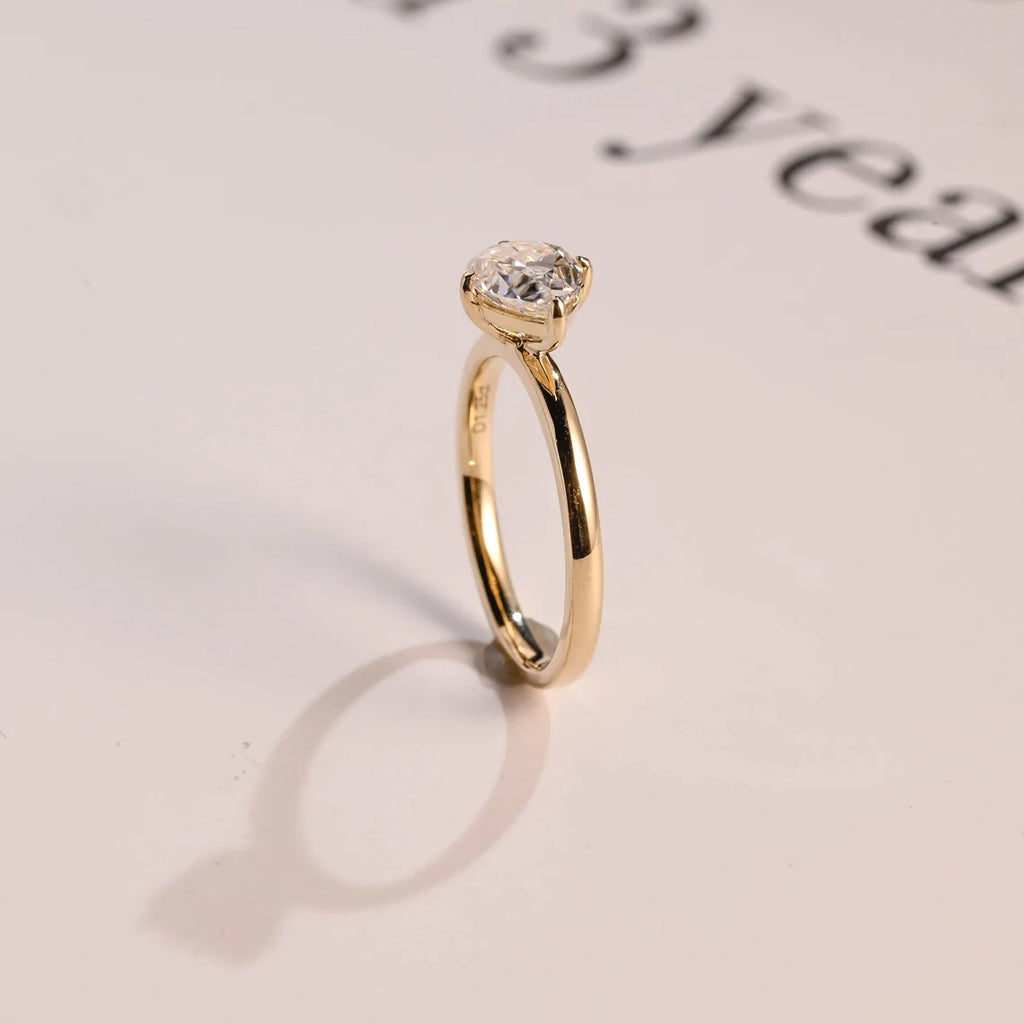 Solid Gold East-West Pear Moissanite Engagement Ring