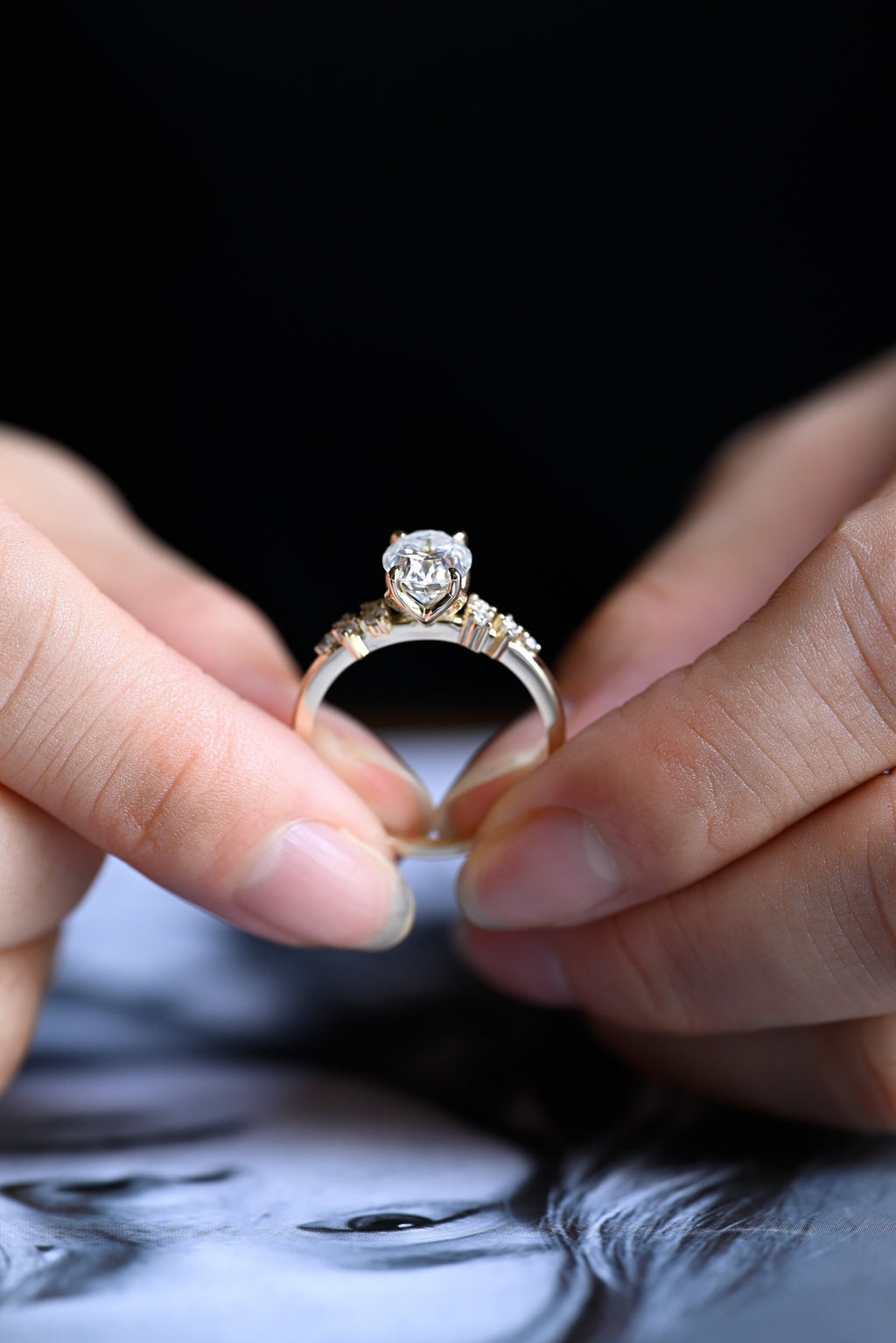 Solid Gold Oval Cut Moissanite Engagement Ring, Promise Ring
