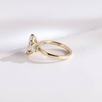 Solid Gold Marquise Cut Moissanite Engagement Ring, Three Stone Ring