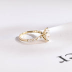 Solid Gold Pear Cut Moissanite Engagement Ring, Promise Ring