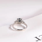 Solid Gold Light Blue Round Cut Moissanite Engagement Ring, Anniversary Gift for Her