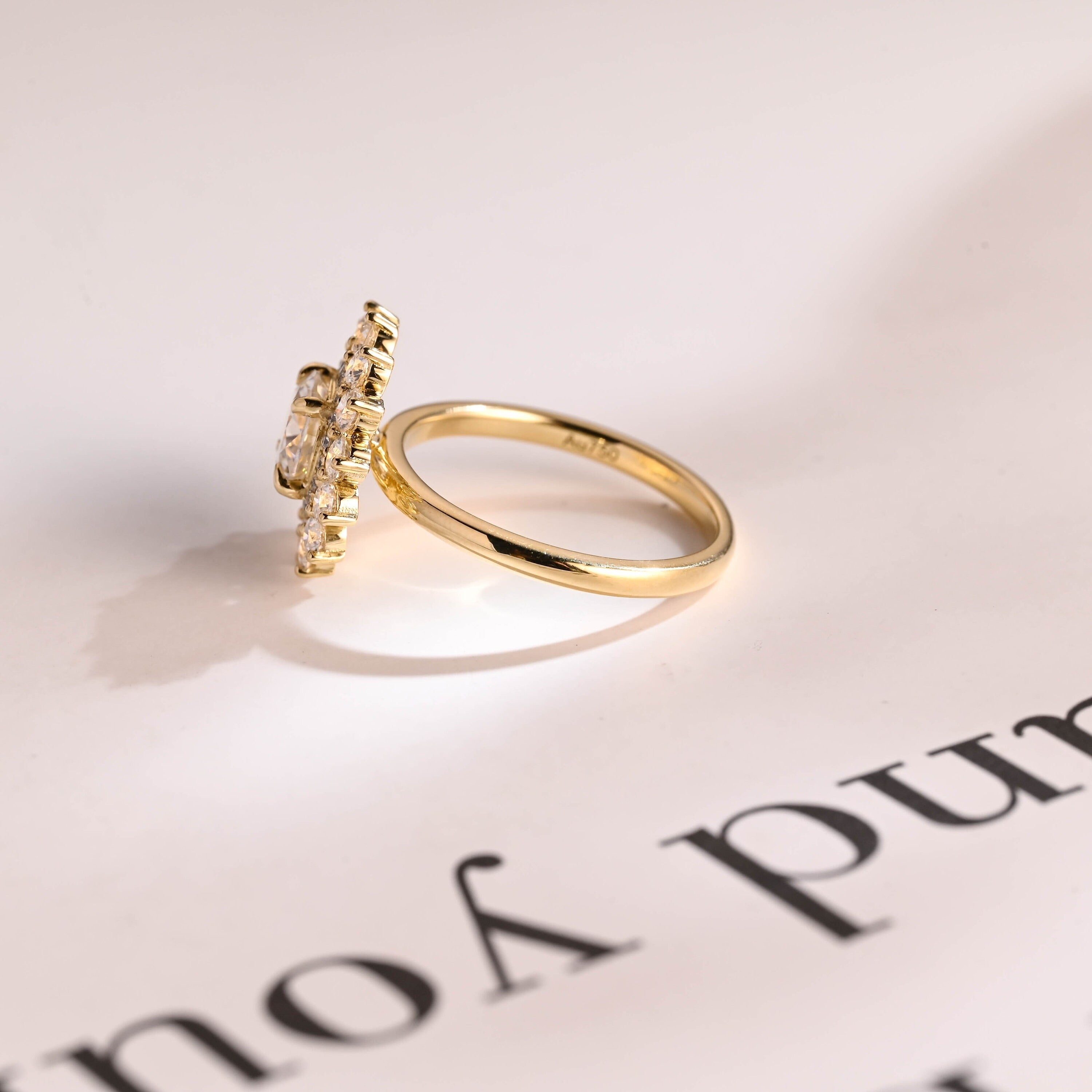 Solid Gold Round Cut Moissanite Engagement Ring, Promise Ring