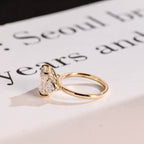 Solid Gold Emerald Cut Moissanite Engagement Ring With Trillion Accent, Three Stone Ring