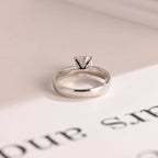 Solid Gold Minimalist Round Moissanite Engagement Ring, 3.5mm Width Band Ring