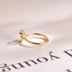 Solid Gold Emerald Cut Moissanite Engagement Ring, Dainty Cluster Promise Ring