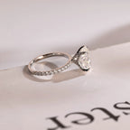 Solid Gold Crushed Ice Elongated Oval Moissanite Engagement Ring