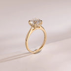 Solid Gold Round Cut Moissanite Engagement Ring, Anniversary Gift for Her