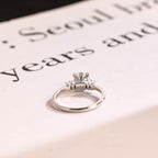 Solid Gold Round Moissanite Engagement Ring, Half Eternity Promise Ring
