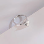 Solid Gold Pear Cut Moissanite Engagement Ring with Side Stone