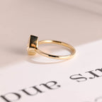 Solid Gold Pear Moissanite Engagement Ring with Bezel, Dainty Ring