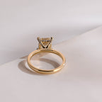 Solid Gold Princess Moissanite Engagement Ring, Proposal Ring