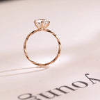 Solid Gold Moissanite Engagement Ring, Twisted Rope Band