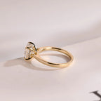 Solid Gold Round Cut Moissanite Engagement Ring, Anniversary Gift for Her