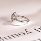 Solid Gold Sunflower Round Moissanite Engagement Ring, Half Eternity Promise Ring