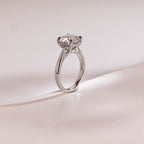 Solid Gold Round Cut Moissanite Engagement Ring with Hidden Halo